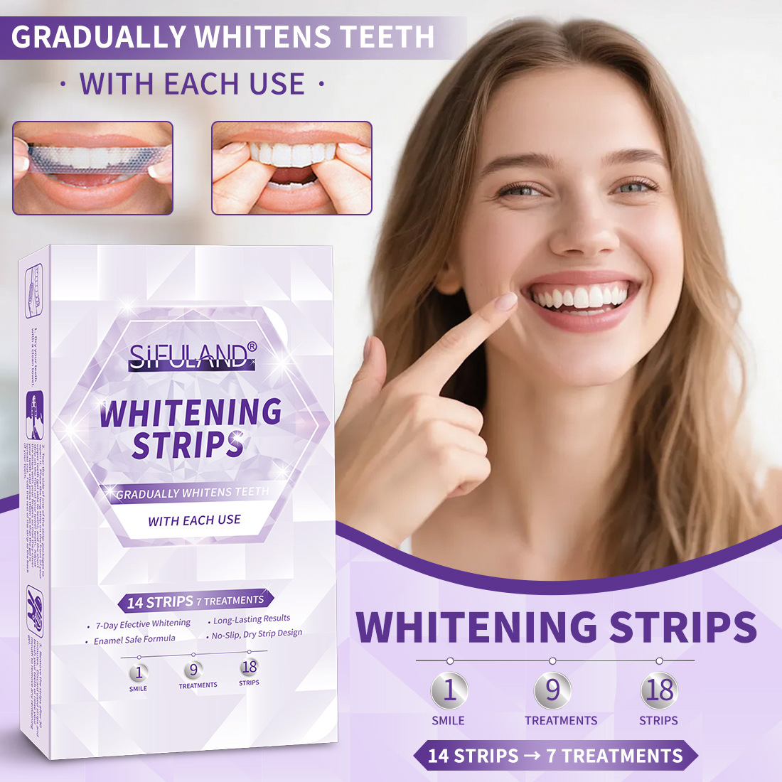 Cross-Border Teeth Whitening Strips, Transparent Teeth Strips, Whitening Patches for Stains, Oral Care, Amazon in Stock