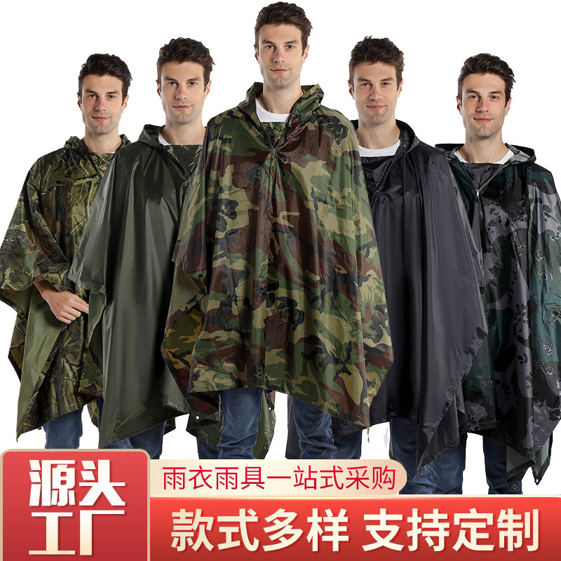 Cross-border outdoor camping camouflage cloak raincoat lightweight breathable multifunctional poncho extra large electric car raincoat wholesale Cross-border outdoor camping camouflage cloak raincoat lightweight breathable multifunctional poncho extra large electric car raincoat wholesale
