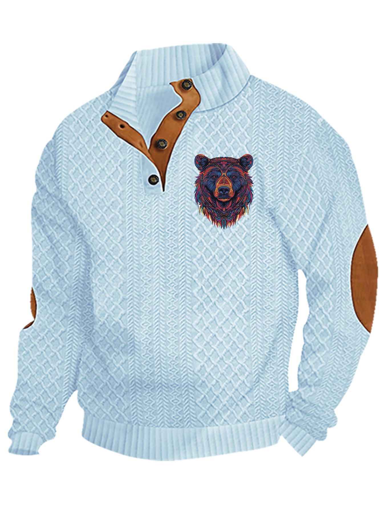 Transfronterizos Amazon otoño invierno caliente tamaño europeo para hombres al aire libre imitación de cuello de manga larga impresa hoodie de tres botones