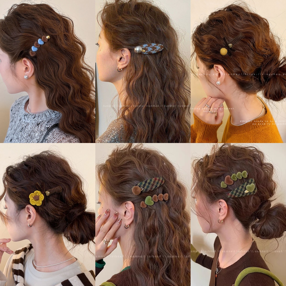 Inswind cabello roto clip lateral al por mayor otoño y invierno clip de cabello rojo en línea con el estilo coreano dulce clip de cabello lindos clips de frises chicas