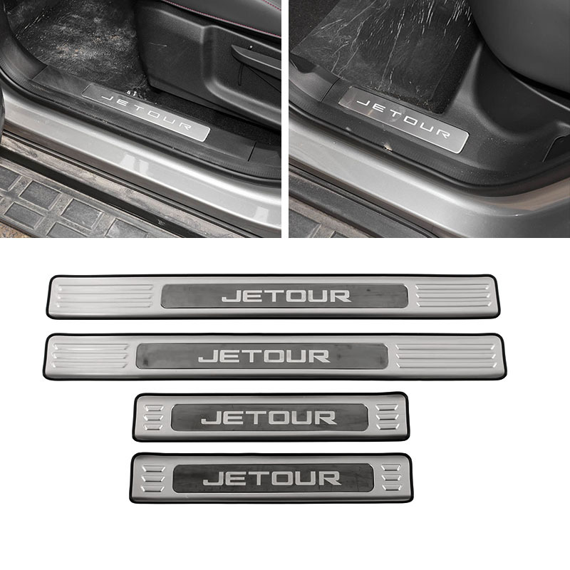 Suitable for Jetour T2 Stainless Steel Threshold Strip Modification, Welcome Pedal, Trunk Guard, Tailgate Traveler