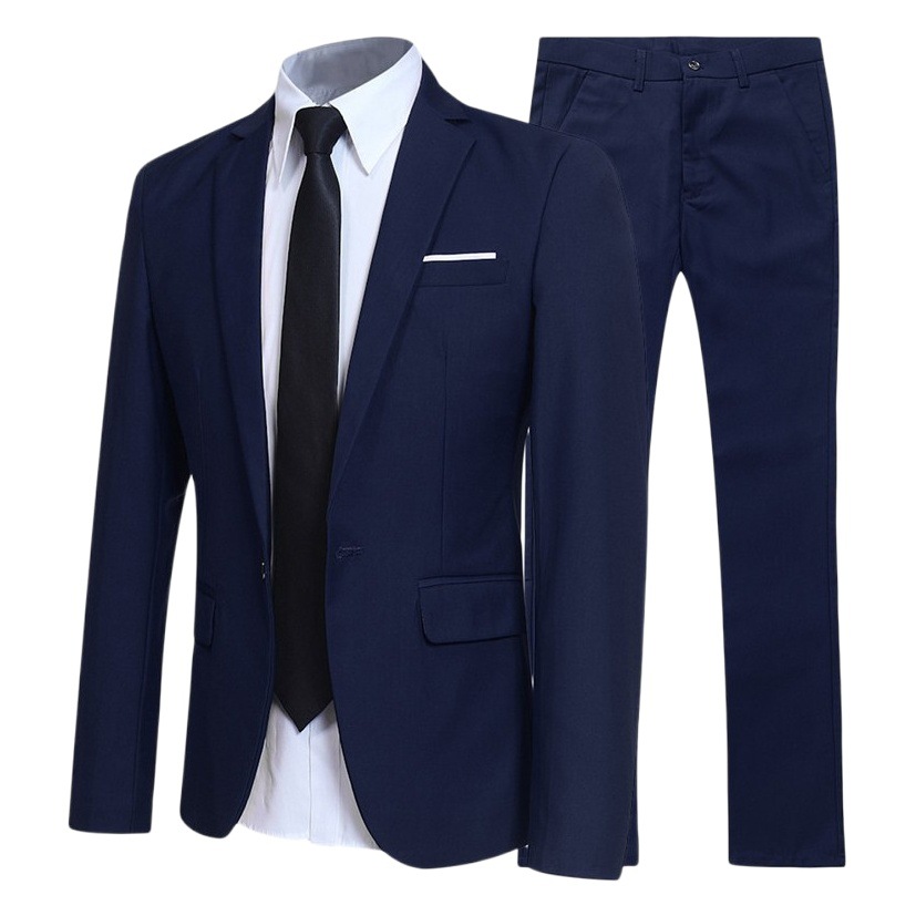 Traje Formal de Negocios para Hombre de 2 Piezas de Mezcla de Algodón para Ocio