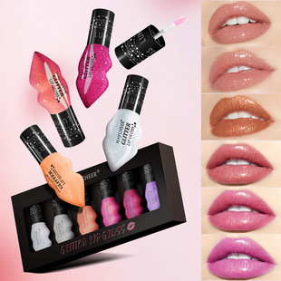 MAYCHEER Flash Pearl Lip Honey Water Light Mirror Plump Makeup Doodle Lip 6 Pack Set Box Cross-border Foreign Trade