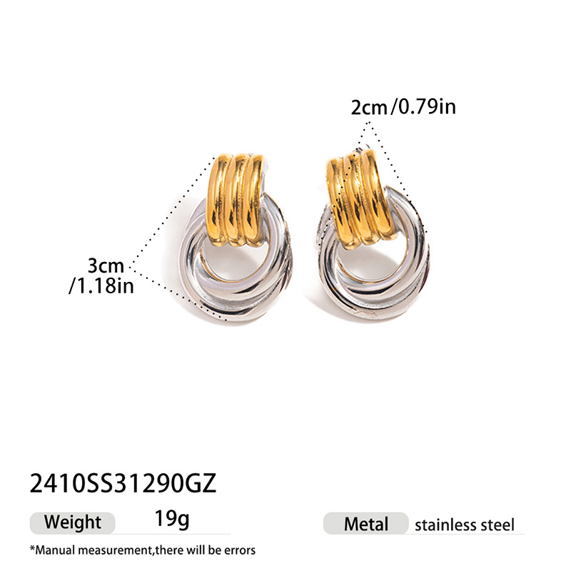 TENA Europa y los Estados Unidos transfronterizos en línea de color oro y plata aretes geométricos minimalistas de diseño de personalidad aretes al por mayor