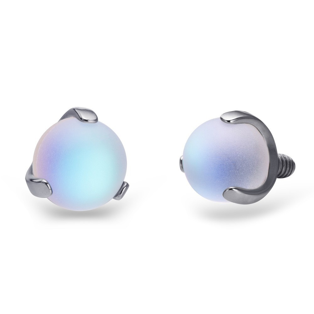 Silver pointed spike labret stud material detail