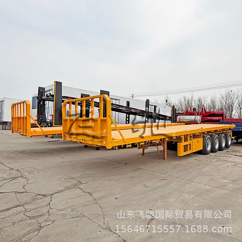 销售平板半挂车集装箱平板半挂车半挂挂车大件低平板栏板运输车