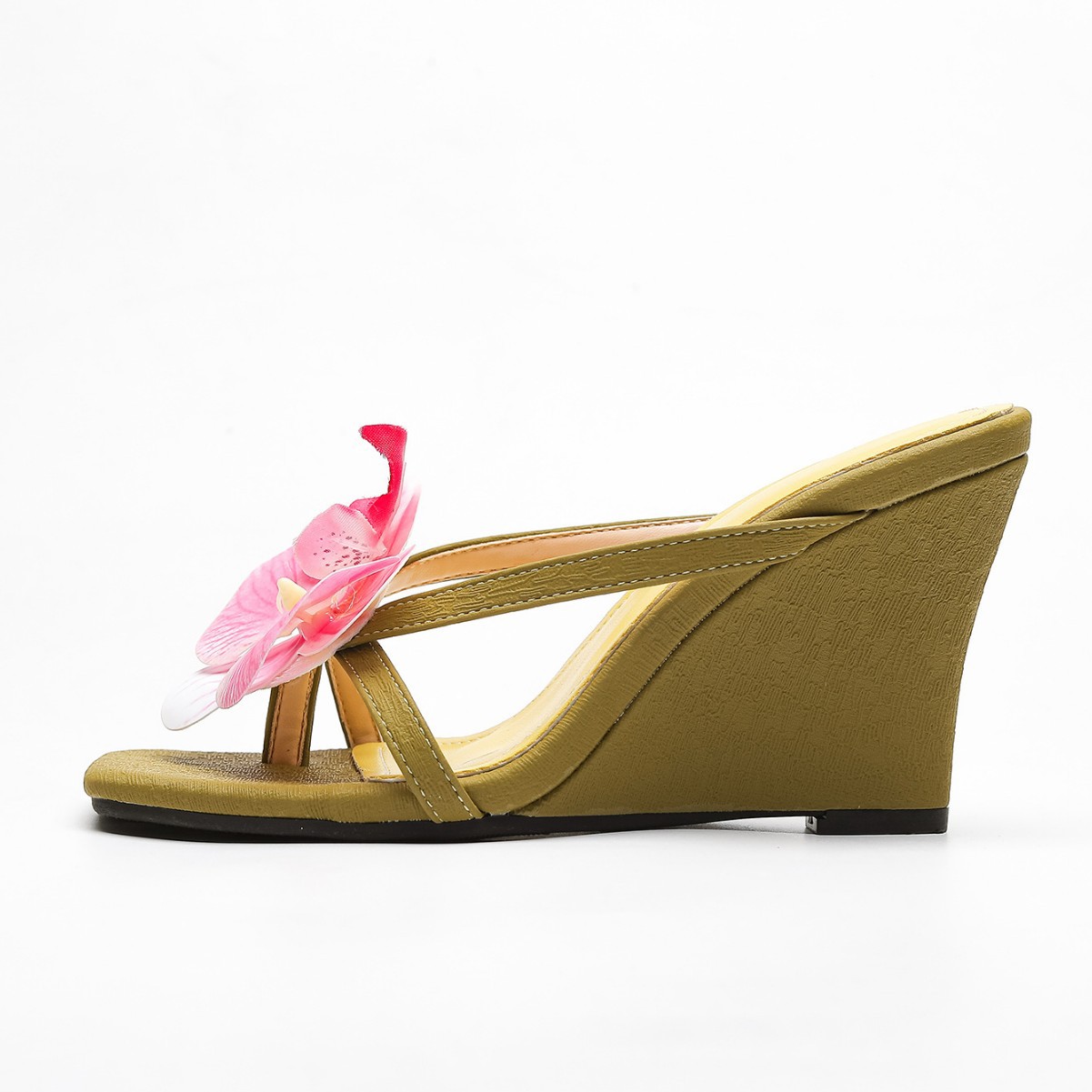 Cro-border Plu-ize Quare-toed For Outdoor Wear, Half-heel Wedge High-heeled Hoe, Women' Thai Niche Floral_vogvips.com