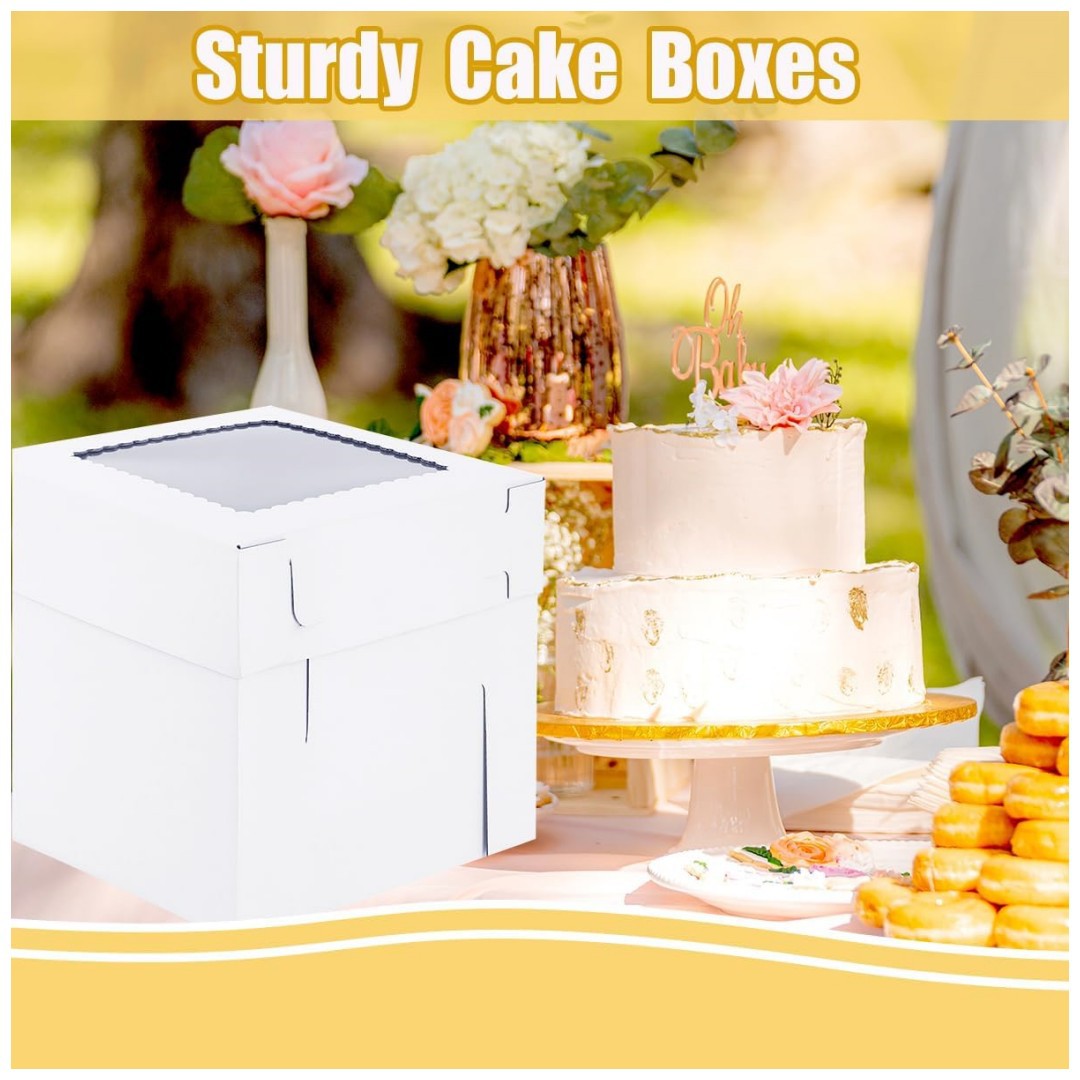 141412 Caja de papel con tapa corrugada, ventana abierta, caja de pastel transparente, caja de embalaje para hornear pan, caja de cake
