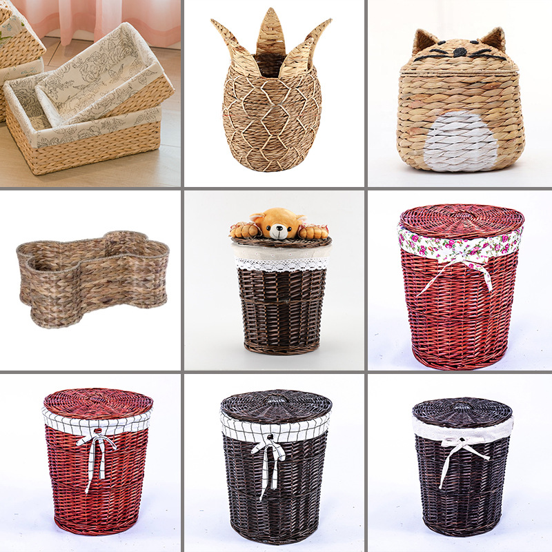 Cesta de ropa sucia de tela de caña grande cubierta de tela de tela de mano casa de alojamiento de hotel baño de cestas de ropa sucia