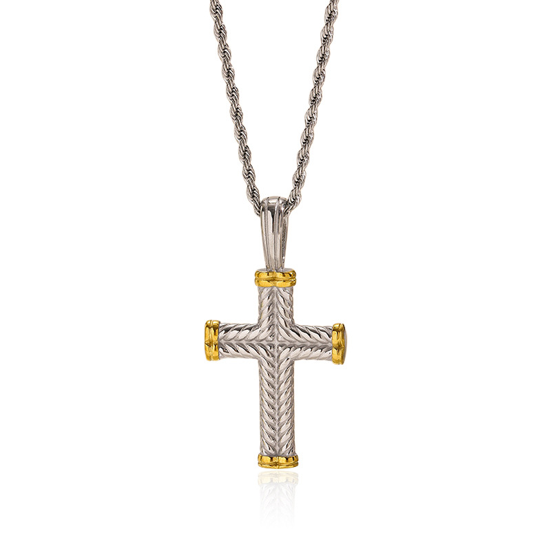 18g Weight Lobster Trigger Clasp Closure Clasp Closure Type 304 Stainless Steel Pendant Material Pendant Necklace Classification 304 Stainless Steel Chain Material box chain, Twisted Rope Chain Chain Type 1 Piece Quantity Casual, Daily Occasion 304 Stainless Steel Material Cross Pattern All Seasons Season Women's Gender Mixed Metal, Plating Design Elegant, Vintage Style Style Wholesale Jewelry Elegant Vintage Style Cross 304 Stainless Steel Mixed Metal Plating Box Chain Twisted Rope Chain Pendant Necklace 9