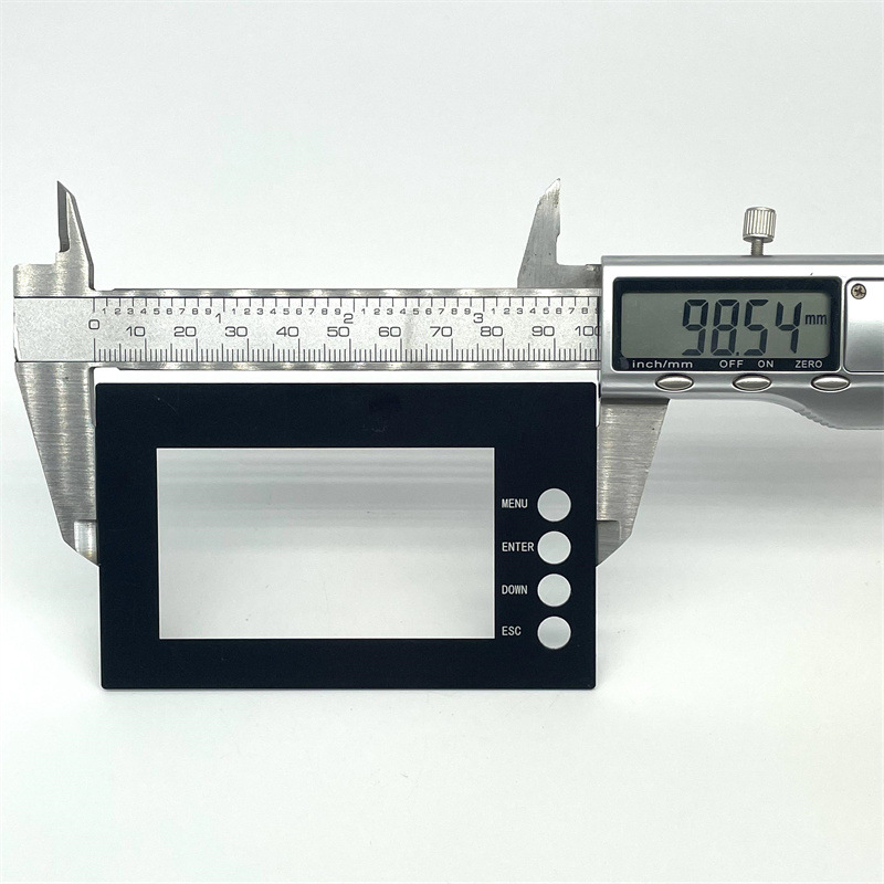 PC透明视窗保护镜片丝印工艺黑框背胶塑料片高透光CNC切割自带胶