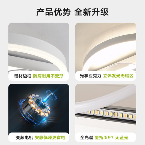 全光谱风扇灯年新款超薄护眼卧室灯带风扇吸顶灯智能跨境灯具