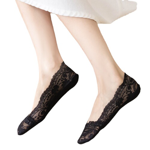 Manufacturer summer thin shallow mouth invisible socks cotton bottom silicone non-slip lace boat socks anti-falling women's casual socks