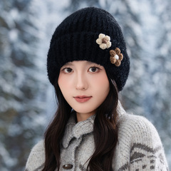 冬天加厚保暖花朵毛线帽子女韩系保暖巴拉克拉法帽户外防寒护耳帽