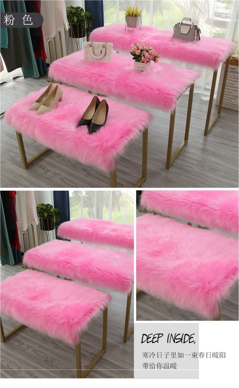 Plush Carpet Clothing Store Window Display Stand Plush Decorative Blanket Table Counter Flow Table White Imitation Wool Mat