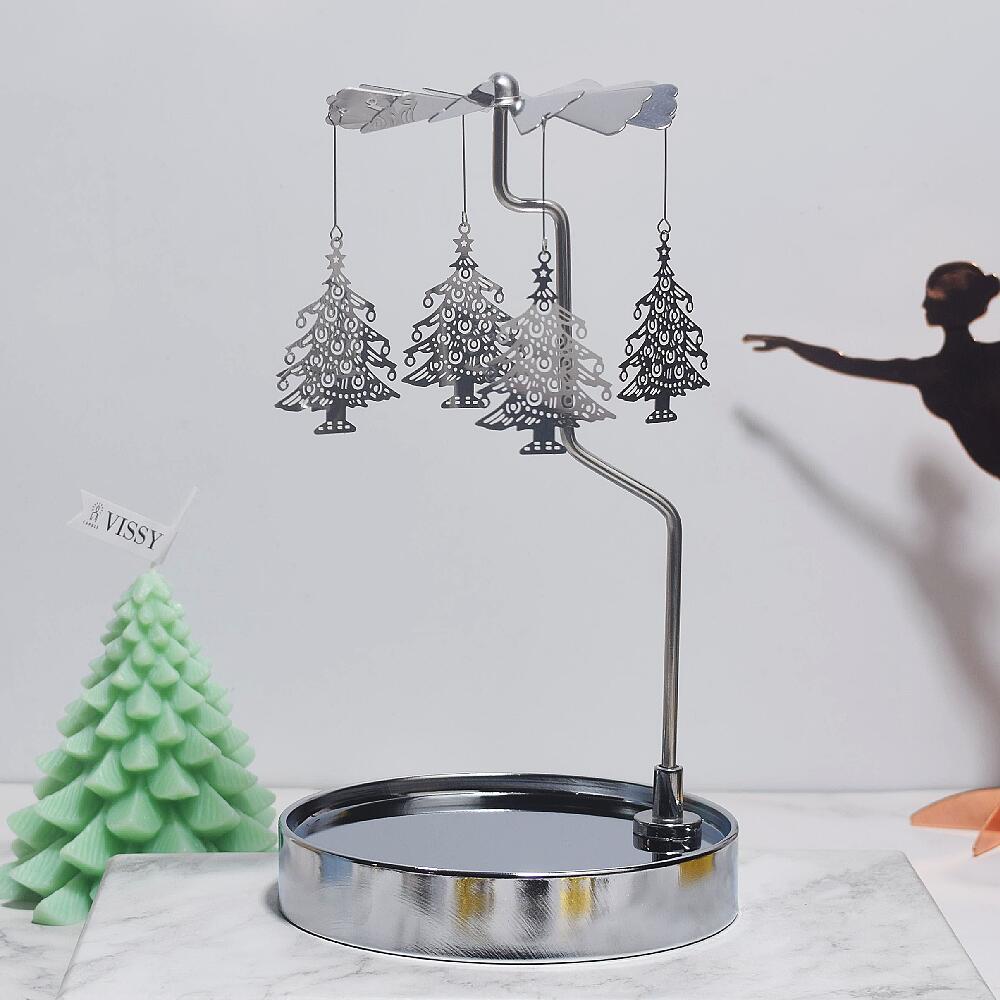 Fuente fabricante al por mayor Amazon INS bandeja redonda de acero inoxidable linterna giratoria giratoria candelabro de aromaterapia giratoria