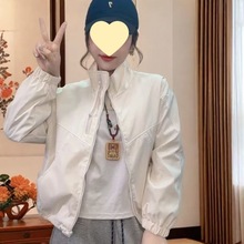 时尚立领女装双层外套25年秋季大码宽松百搭小个子短款外套