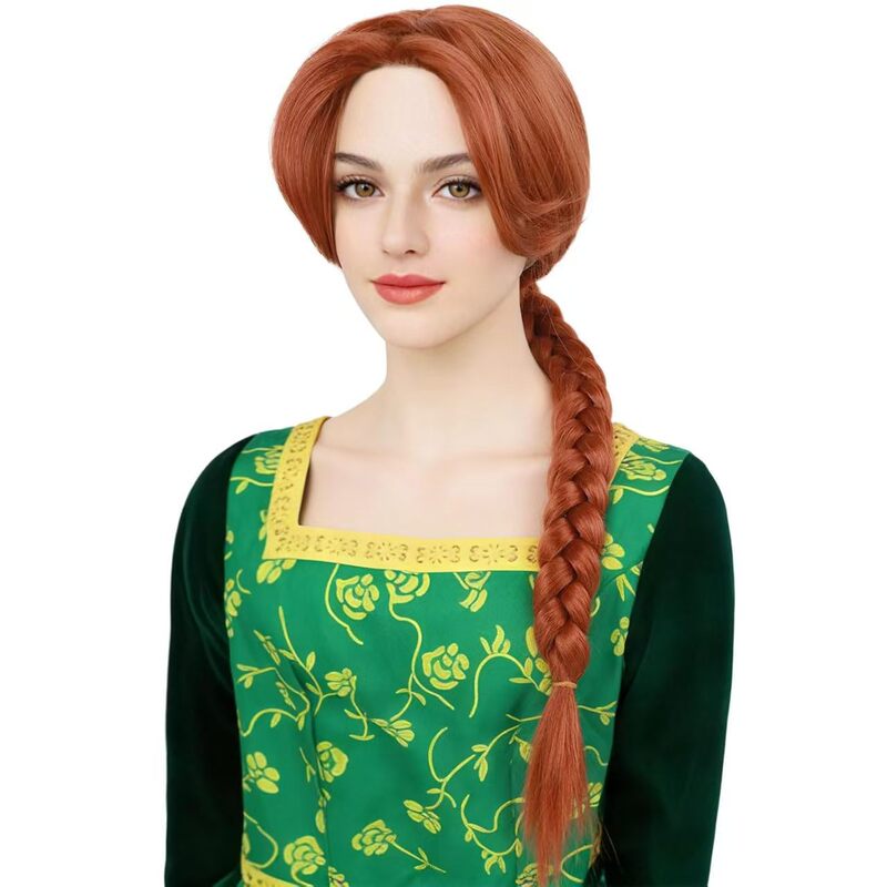Cos Wig Princess Fiona Red-Brown Big Braids Cosplay Party Wig Cosplay Cos Wig Princess Fiona Red-Brown Big Braids Cosplay Party Wig Cosplay