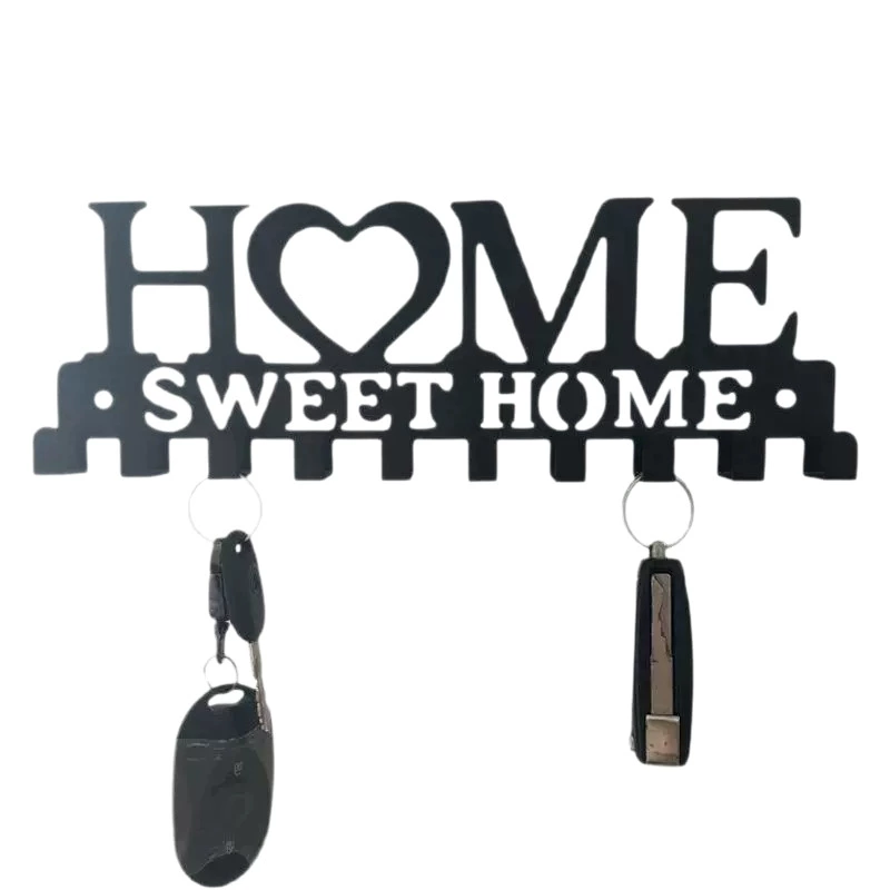Настенная полка-подставка для ключей HOME - металлическая декоративная ключница-подвеска, крючок для входной зоны