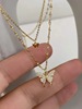 Korean version of the trendy elegant wind inlaid diamonds, butterfly pendant double -layer necklace cold air collarbone chain Douyin live