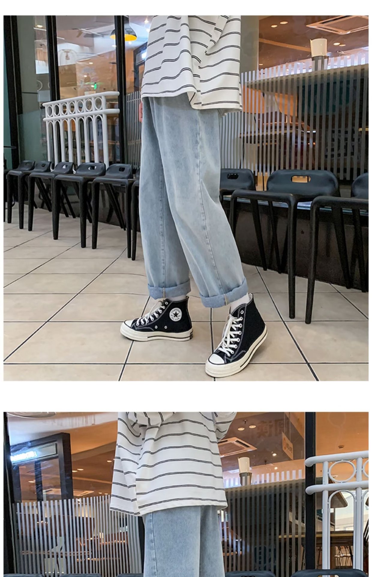 2024 otoño nuevos jeans rectos para hombres pantalones largos casuales de marca de moda deportiva holgados