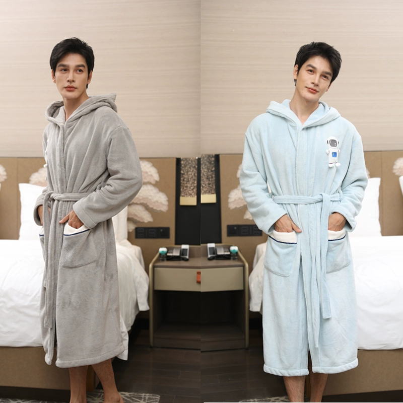 SI6K мужской халат осень-зима новый банное полотенце мужская зимняя пижама впитывает воду и быстро сушит халат можно надеть 2024