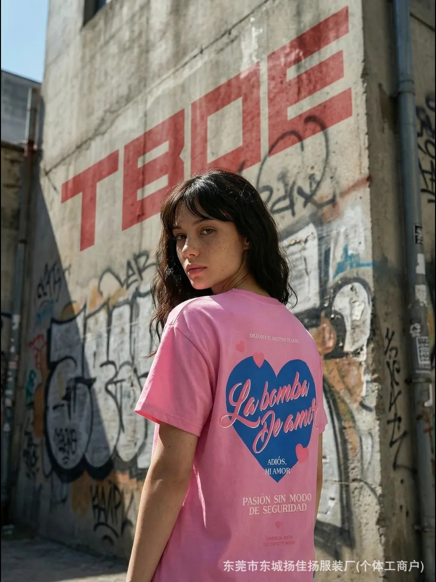 summer fashionable fuchsia comfortable cotton T-shirt