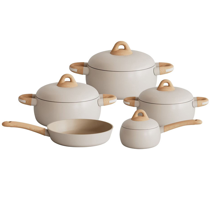 Ucc Spherical Stretch 9-Piece Non-Stick Cookware Soup Pot Export Set