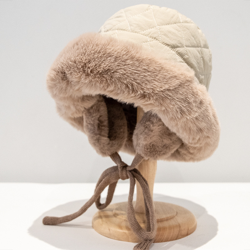 베이지 귀 보호 면 재킷 어부