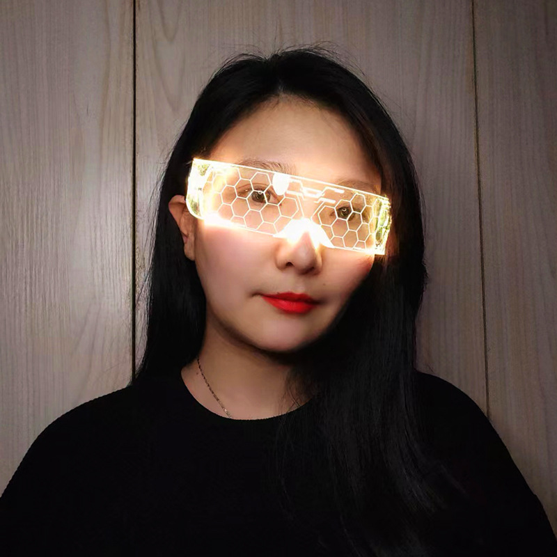 Gafas luminosas LED coloridas transfronterizas, barra de fiesta, festival de música, gafas de tecnología, gafas de ciencia ficción, Navidad