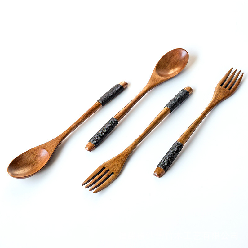 INS Luxury Light tenedor de madera cuchara de madera registro vajilla de madera maciza cuchara de mango largo cuchara de sopa japonesa cuchara de madera pequeña