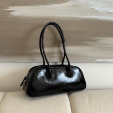 韩国东大门bucks leather同款牛皮亮面法棍包百搭潮流单肩腋下包