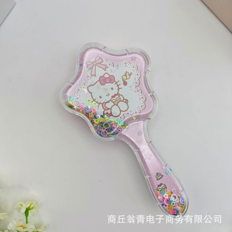 高颜值透明闪闪流沙气囊梳子可爱立体史迪仔卡通摇摇乐气垫梳批发|undefined