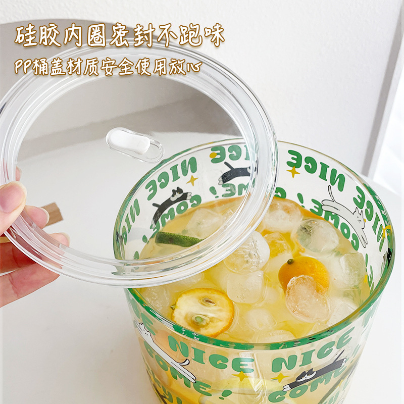 新しい家庭用ガラスカクテル大容量の飲み物の冷たい飲み物の樽は蛇口のビールの樽の創意の個性のジュースの缶を持ちます。|undefined