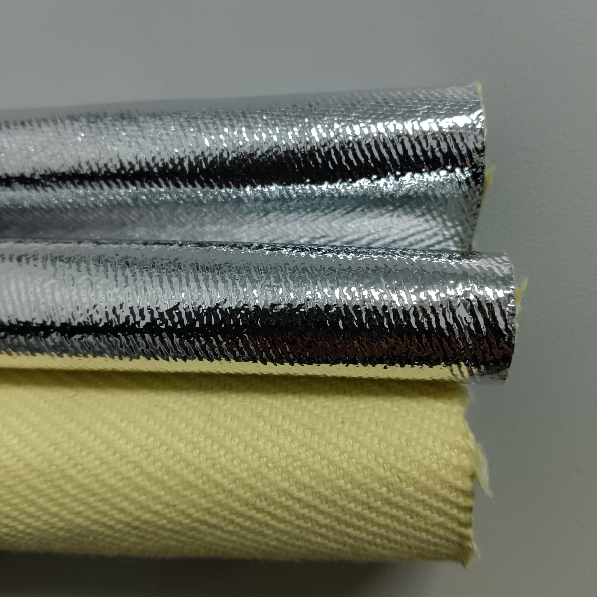 100%芳纶1414阻燃耐高温耐水洗耐揉搓铝箔铝膜面料Y91414A-2