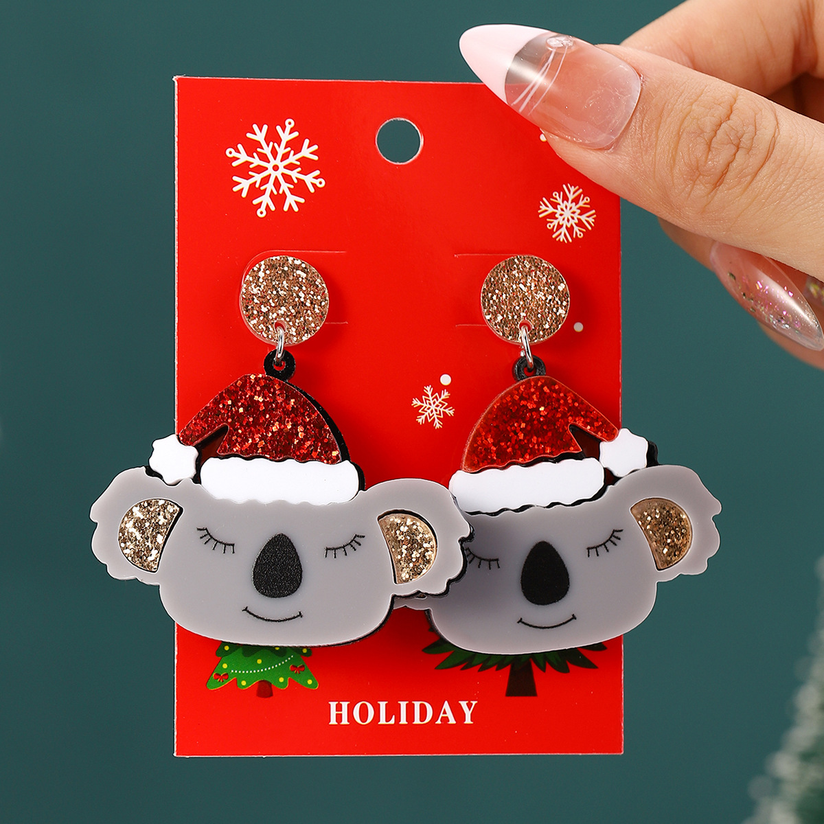 30g Weight Iron Ear Needle Material Drop Earrings Classification 1 Pair Quantity Party, Festival Occasion Alloy Material Christmas Festival Christmas Tree, Santa Claus, Snowflake Pattern Women's Gender IG Style Style 1 Pair Christmas IG Style Christmas Tree Santa Claus Snowflake Alloy Drop Earrings 16