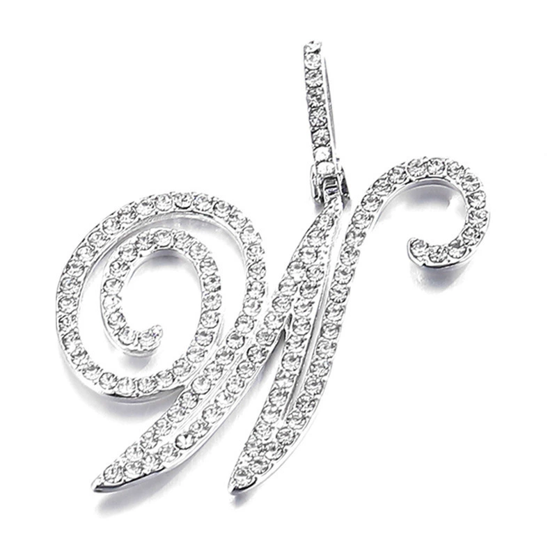 Подвес-цепочка из медной основы с позолотой 18K и цирконами, цепочка 45+5 см, подвеска 5 см