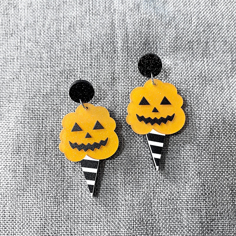 Acrylic Material Halloween Festival 1 Pair Funny Pumpkin Ghost Printing Arylic Drop Earrings