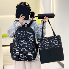 新款休閒塗鴉漫畫書包男生初中生大學生潮牌背包時尚潮流雙肩包