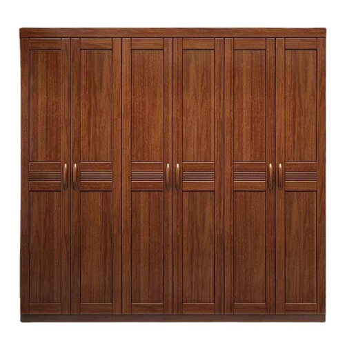 Walnut new Chinese style solid wood wardrobe double door bedroom modern simple multi-functional storage cabinet large capacity