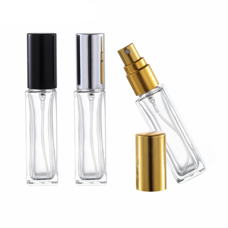 B063 - 5ml 10ml 20ml 30ml muestra portátil de vidrio de fragancia envasado botella de pulverización de presión vacía