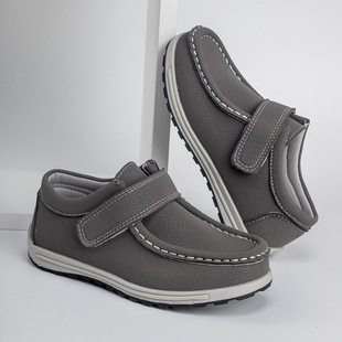 24 New Autum Shoelace Hook-And-Loop Fasteners, Comfortable Shoes for Boys, Tbottomon Soles, Casual Beanie Shoes, Non-Slip