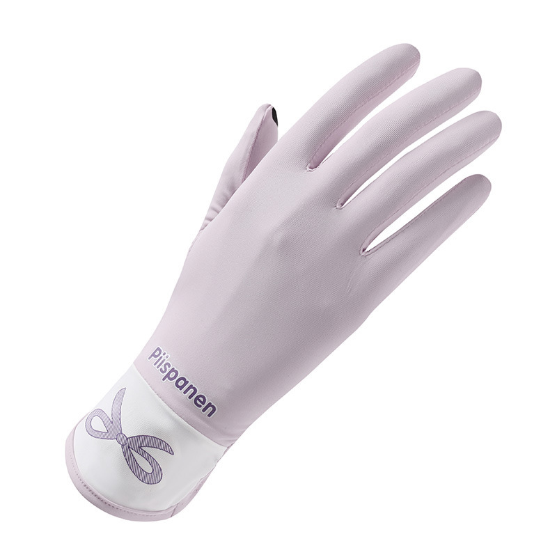 Verano de seda de hielo transpirable para mujer estilo fino al aire libre antideslizante conducción con todos los dedos anti-ultravioleta seda de hielo guantes de protección solar