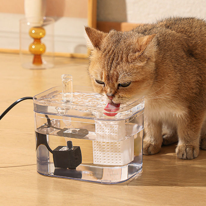 猫用ウォーターディスペンサー 静音 ペット用 猫 犬用 自動給水器 水切り機能付き 電源オフ時自動停止 食品グレード|undefined