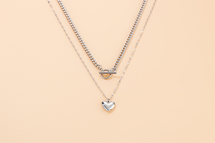 28g Weight PVD Coated 18K Gold Plated Heart Titanium Steel Fashion Waterproof Non Tarnish Necklace