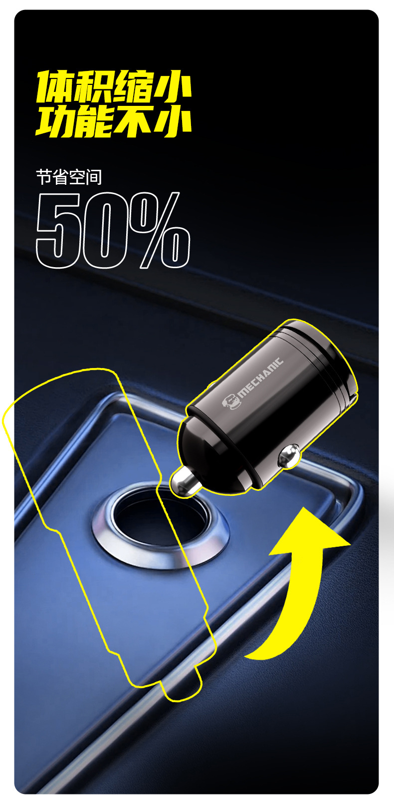 Repairman Pd Flash Charging Fast Charging Metal Car Charger Suitable for Huawei Honor Oppo Pingguo Mobile Phone Charger