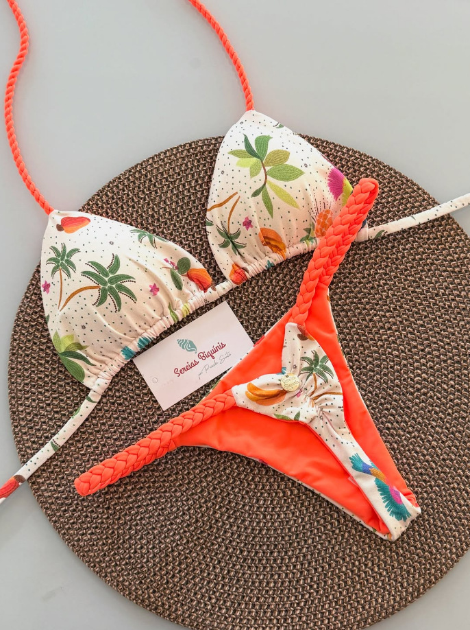 New 2025 Women's Fresh Floral Print Bikini Set Sexy Braided Rope Design European American Style Two Piece Swimsuit for Vacation_ecoleips.com