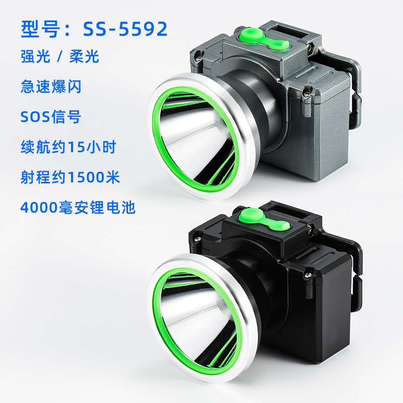 Faros LED de batería de litio de cabeza, faros de carga de larga duración, faros al aire libre, faros transfronterizos en el sudeste asiático