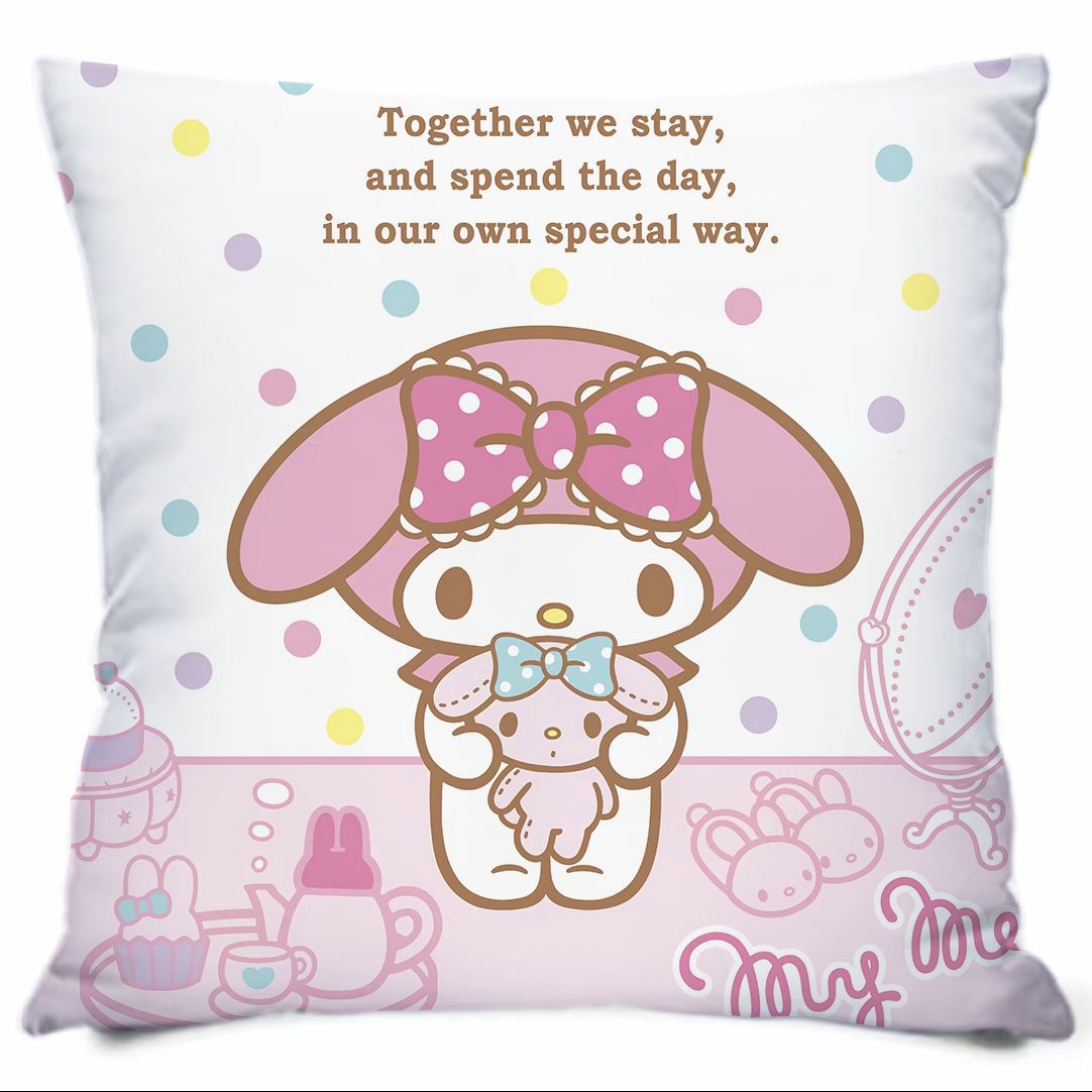 Almohada con estampado de dibujos animados de Sanrio, linda almohada de sofá para dormitorio, cojín de cabecera, cojín de asiento con soporte lumbar para coche
