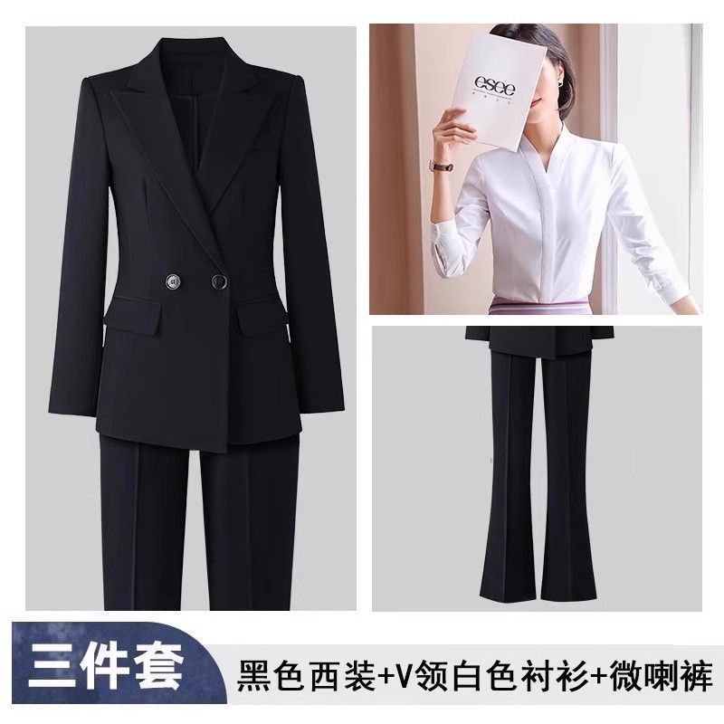 西装套装女职业正装大学生公考面试工作服气质高级感黑色西服外套|undefined
